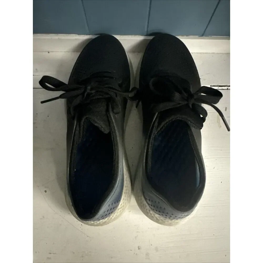 Crocs LiteRide Pacer Shoes Size 8 Lace Up Lightweight Breathable Comfort Blk Blu